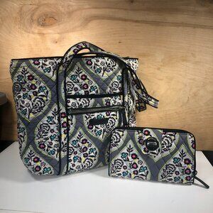 Vera Bradley Medium Tote Purse Hand Bag and Wallet Heritage Leaf Pattern Paisley